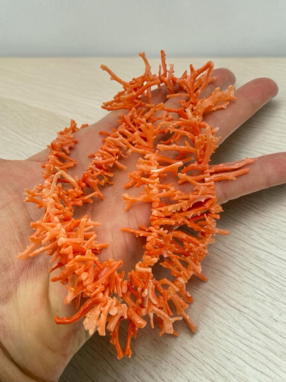 Vintage Angel Skin Branch Coral Necklace 22” Salmon Gold Hidden Clasp Boho Lux - Picture 9 of 17